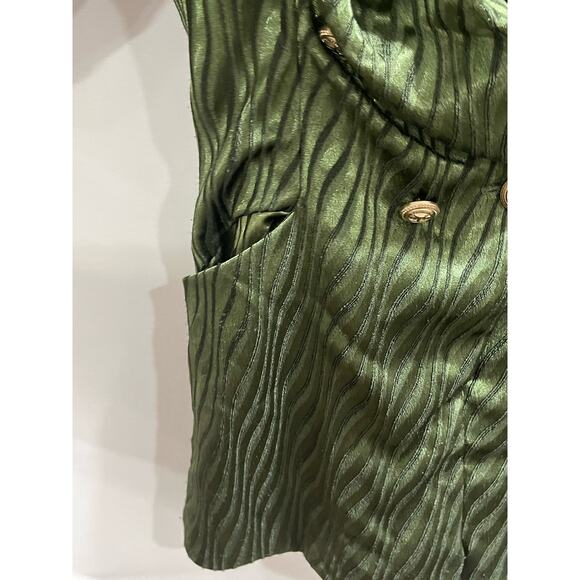 Retrofête Jana Green Zebra Jana Plunging Double Breasted Blazer Sexy Romper Med - Picture 6 of 14
